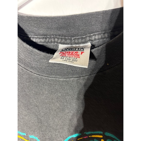 Vintage Oneita Hawaii Palm Tree tee‎ Men's S/M Black Retro Vacation USA made - Picture 3 of 6